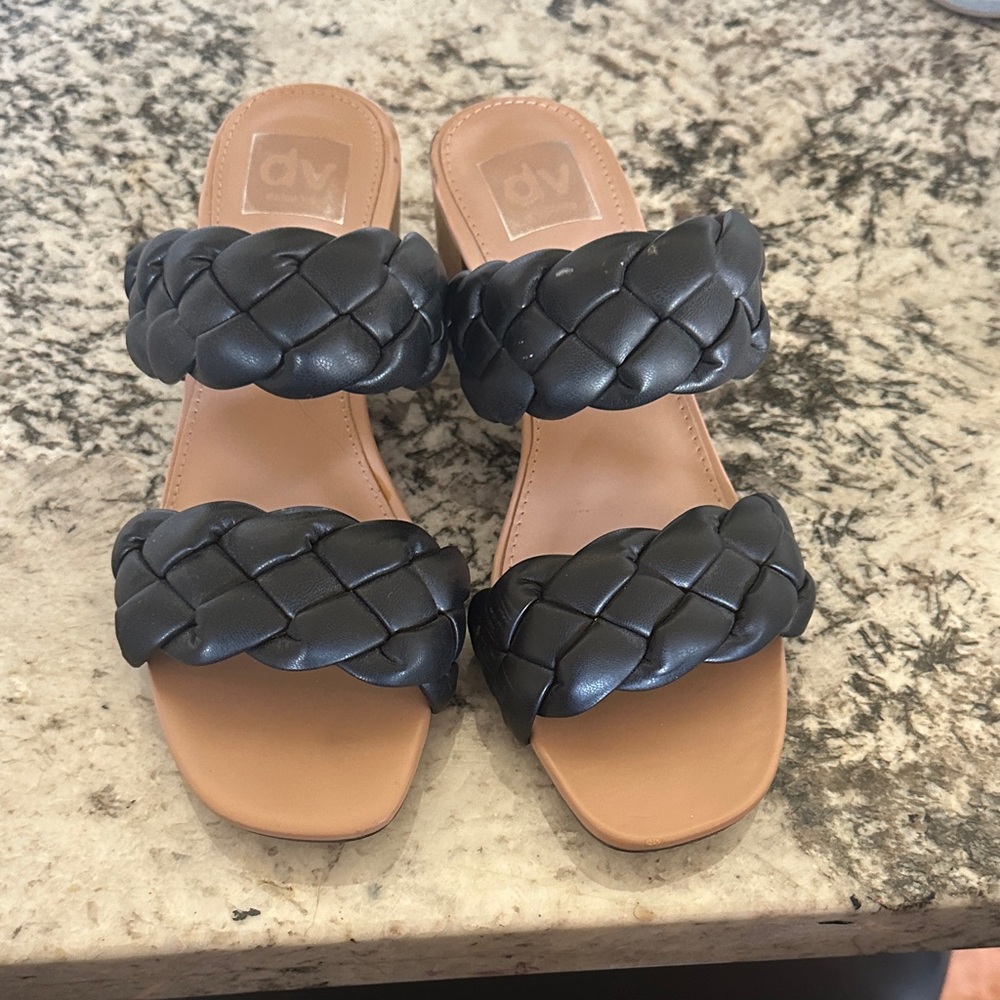 DV by Dolce Vita Women's Black Braided Slide Sandals